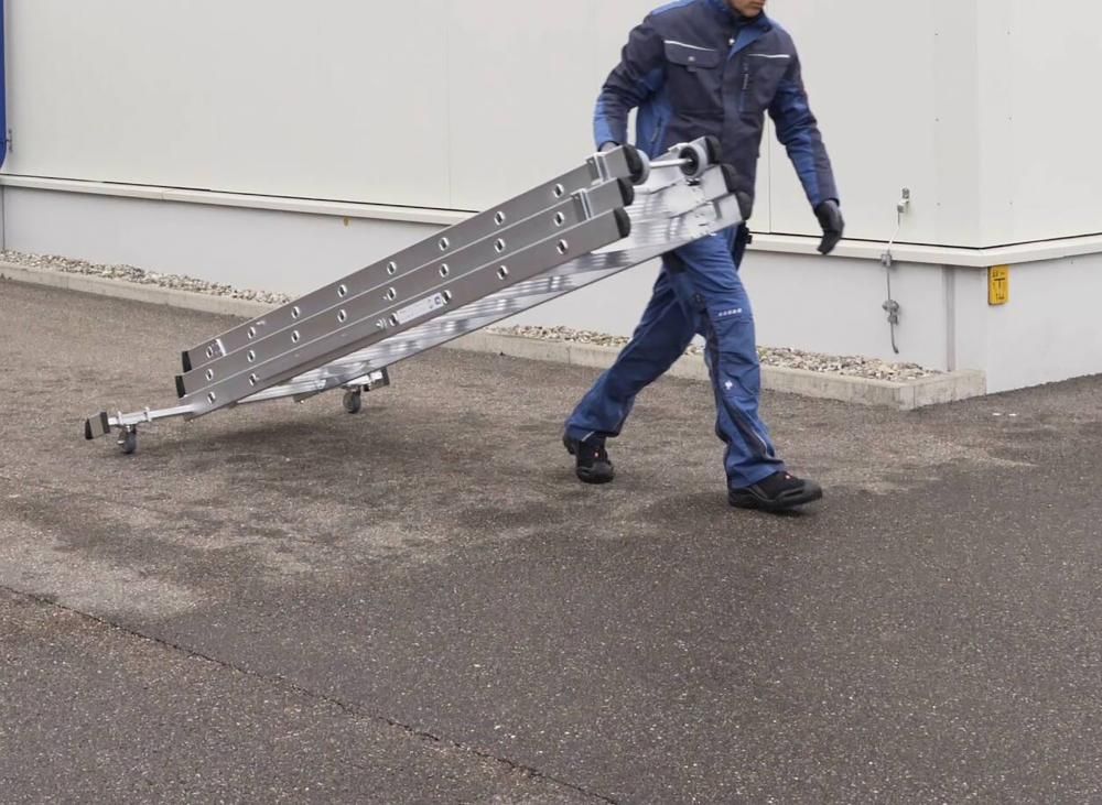 Alu-Mehrzweckleiter 3x6 Stufen Leiterlänge 1,96m eingef.Arbeitshöhe bis 5,20 m
