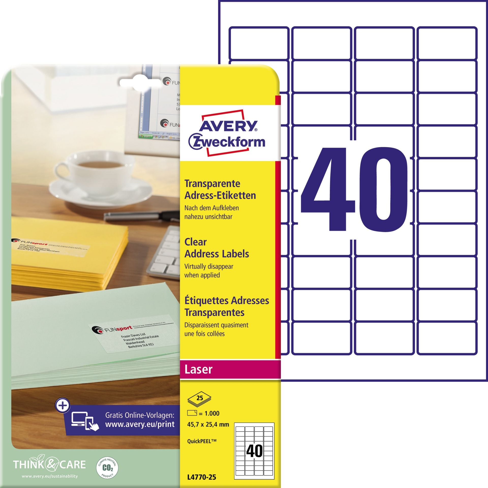 Adressetikett transparent 1000 St./Pack.
