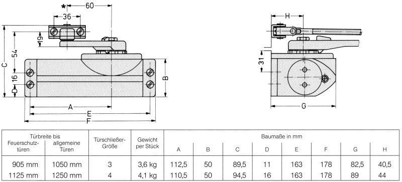 Türschliess.TS 59 Dorma Gr.3 silberfarbig dormakaba