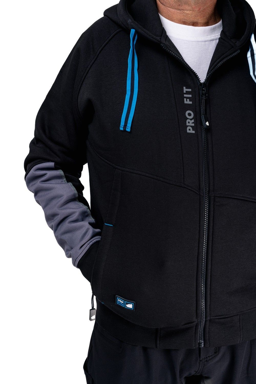 ZIP HOODIE, SWEATJACKE Industriewäsche, schwarz, Gr. S