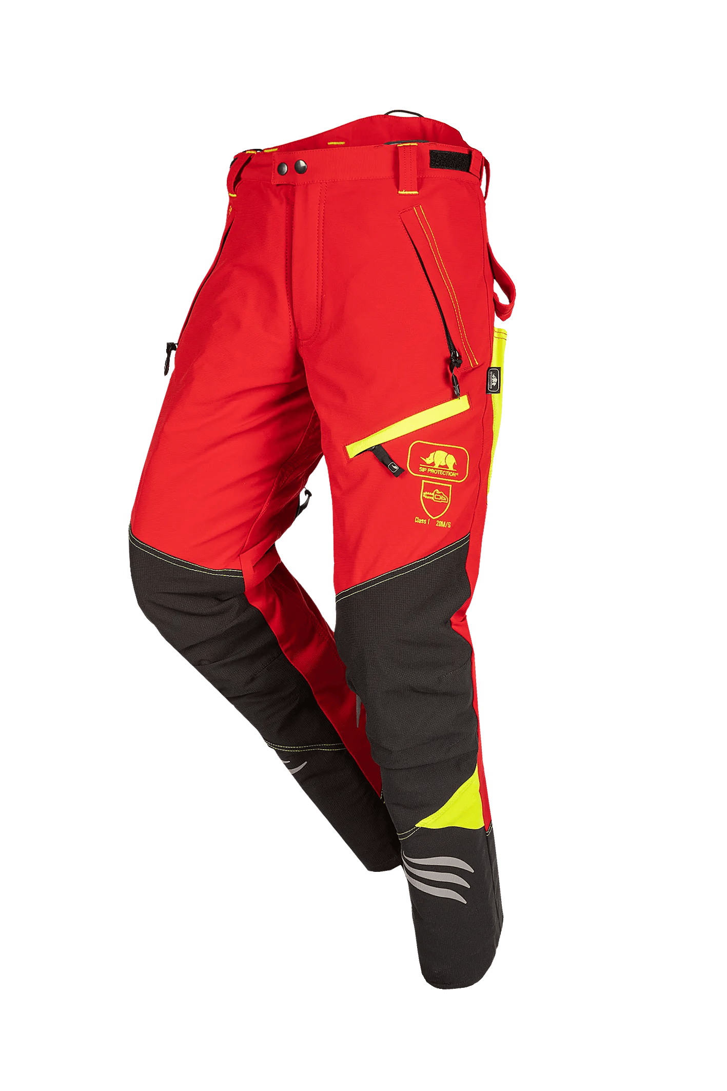 SIP Schnittschutzhose Ninja rot/leuchtgelb
