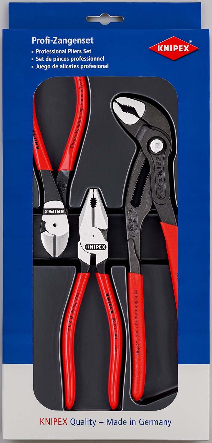 KNIPEX Kraft-Paket 1x 02 01 180, 1x 87 01 250, 1x 74 01 160