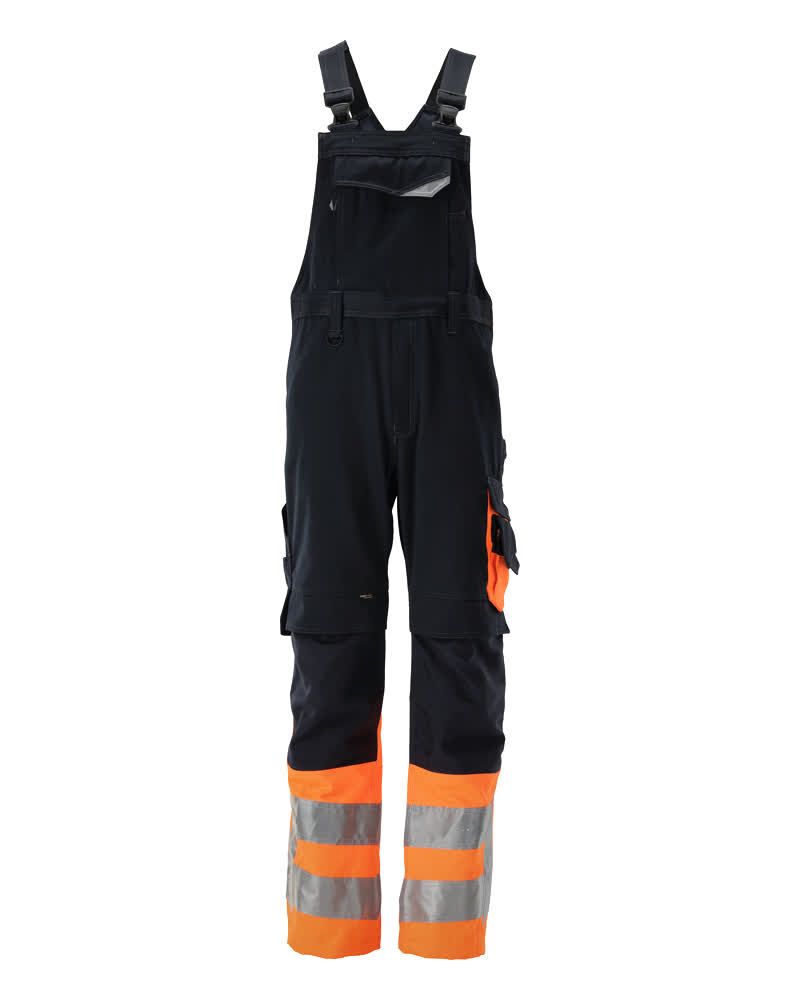 Latzhose mit Knietaschen MASCOT® Sunderland Schwarzblau/Hi-vis Orange, 76C46