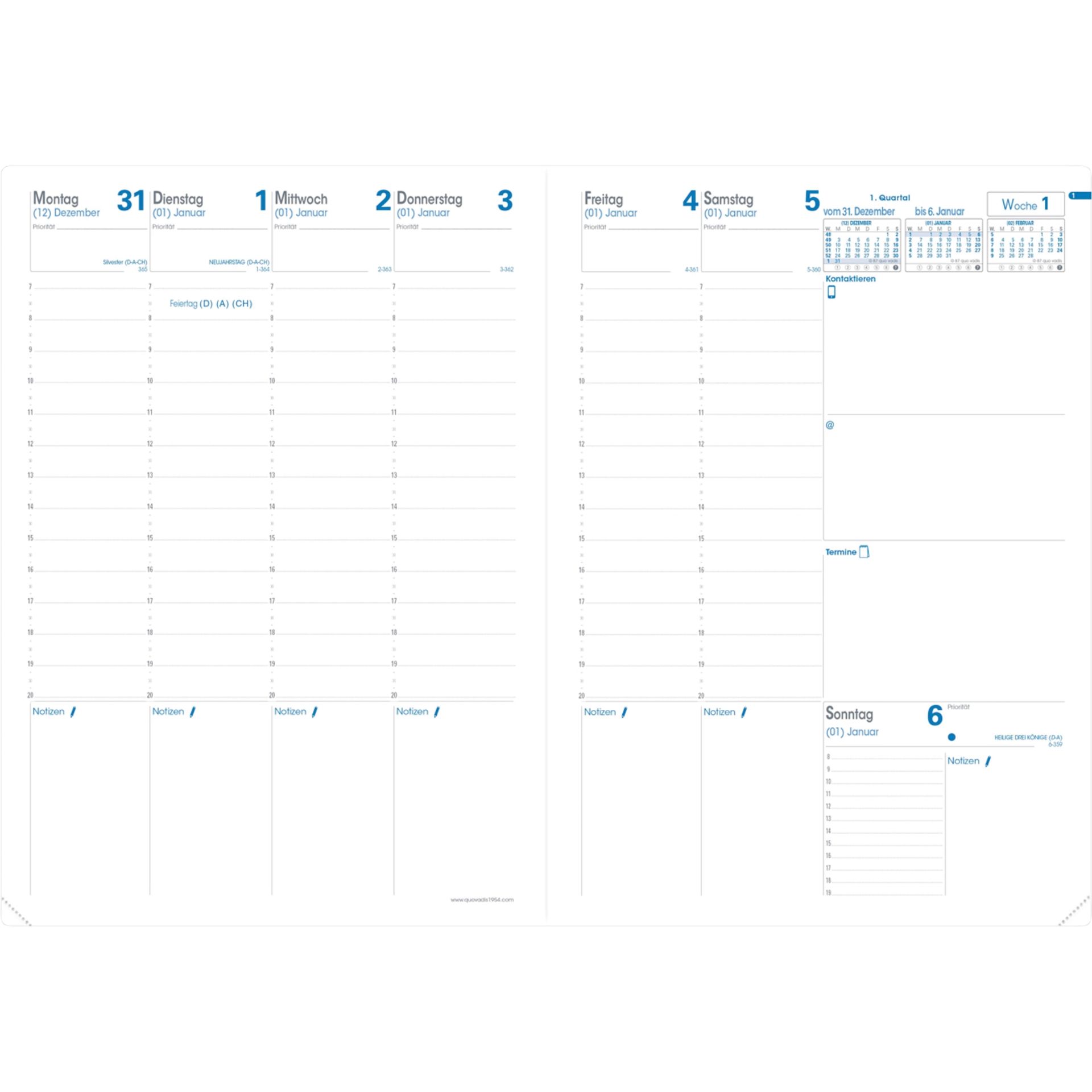 Kalender Prenote Impala 21x29,7cm 2S/1W sw