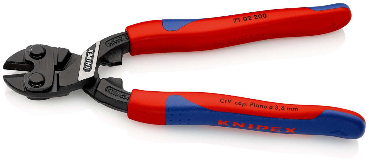 KNIPEX 71 02 200 CoBolt® Kompakt-Bolzenschneider mit schlanken Mehrkomponenten-Hüllen schwarz atramentiert 200 mm