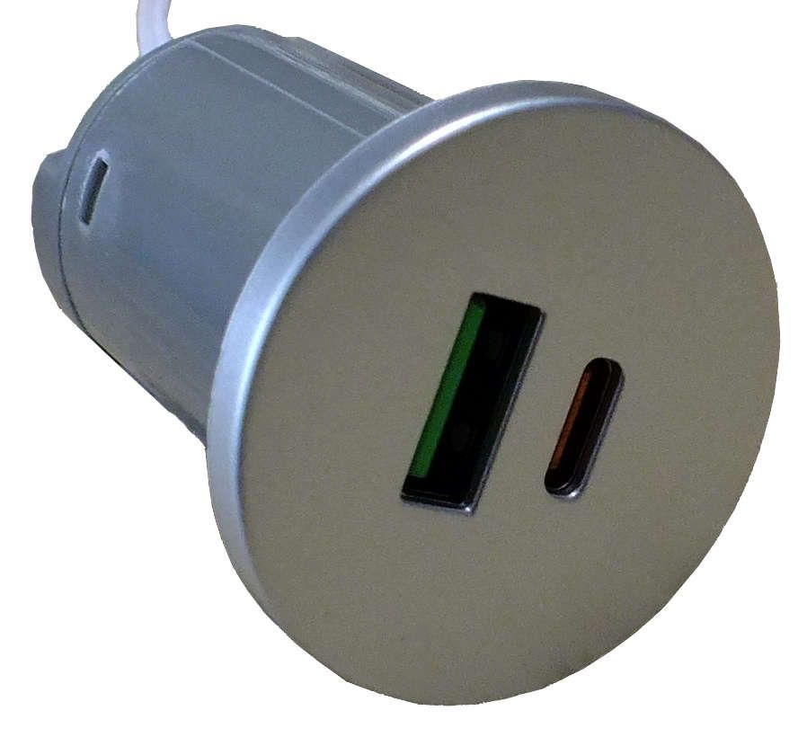 USB-Steckdose 2-fach, Titan, rund