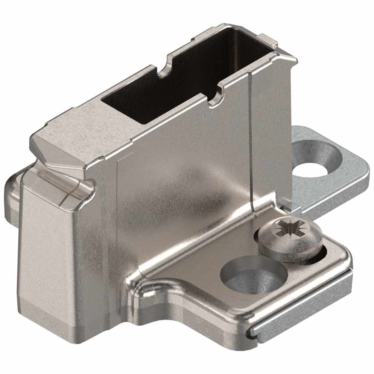 CLIP Montageplatte, kreuz, 18 mm, Zink, zum Schrauben für Spanplattenschrauben, vernickelt