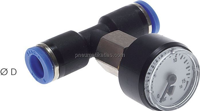 Manometer 0 - 10bar, 4mm Schlauch, IQS-Standard