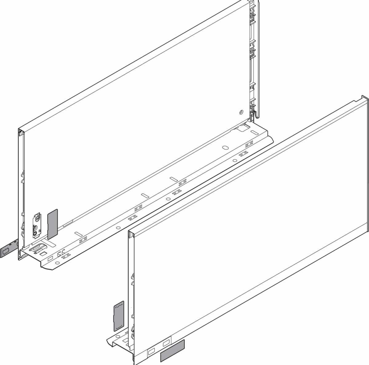 LEGRABOX Zarge, Höhe F (241 mm), NL=450 mm, links/rechts, für LEGRABOX pure, oriongrau matt