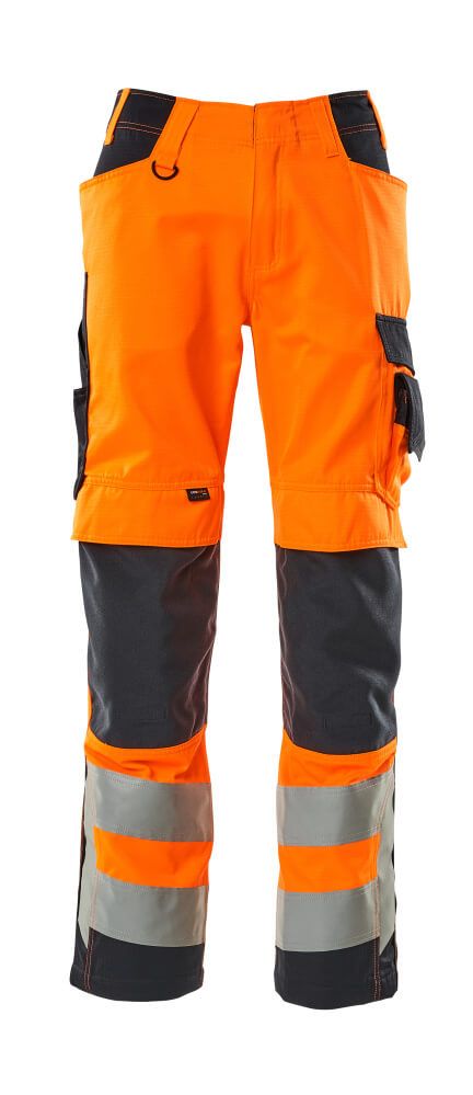 Hose mit Knietaschen Hi-vis Orange/Schwarzblau, 82C54