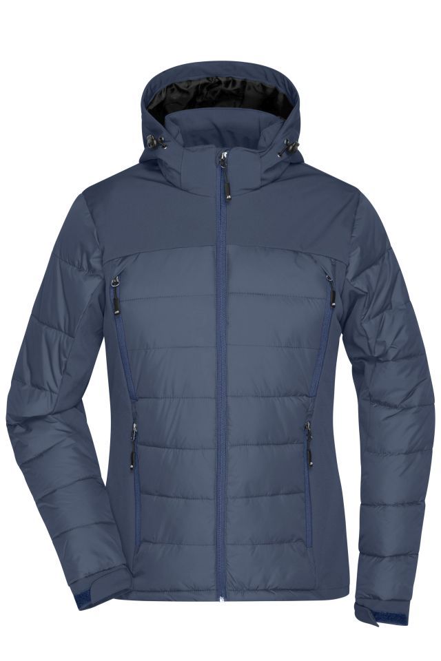 Ladies' Outdoor Hybrid Jacket Thermojacke in attraktivem Materialmix blau, Gr. XL