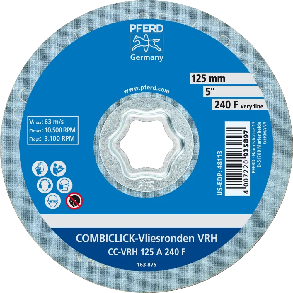 PFERD COMBICLICK harte Vliesronde CC Ø 125mm A240F