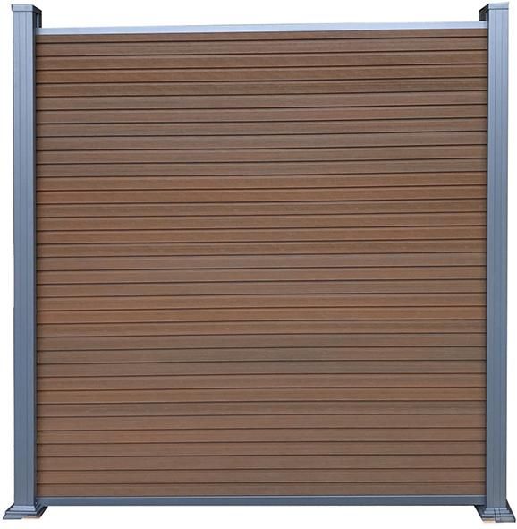 WAREN-Serie, 175x180cm ca. 175 x 180 cm, TEAK silber oder anthrazit WPC-Steckzaun-Set