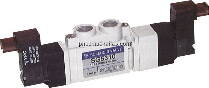 5/3-Wege Magnetventil, G 1/8", belüftet, 24 V=