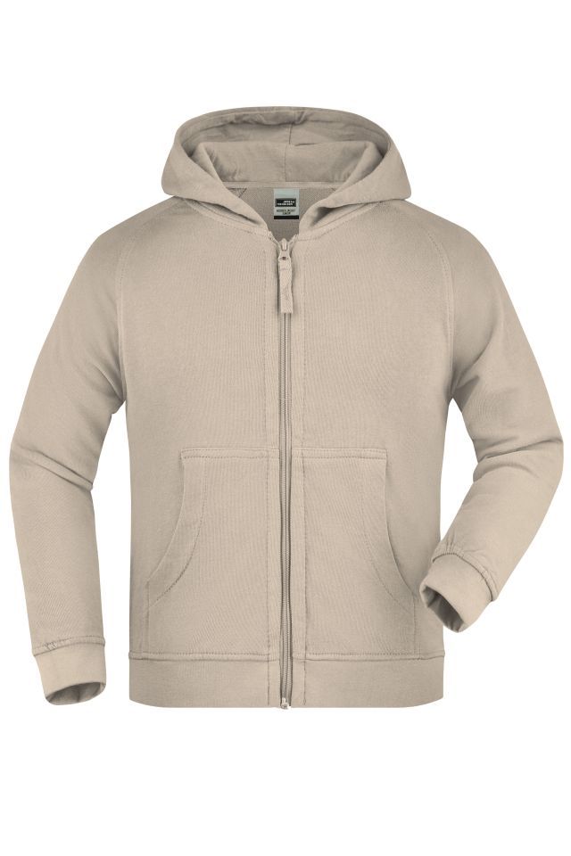 Hooded Jacket Junior Klassische Kapuzenjacke aus hochwertiger French-Terry-Qualität braun/grau, Gr. L