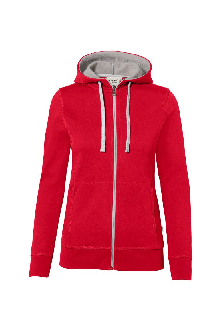 HAKRO Damen Kapuzenjacke Bonded ECO rot/silber, XS