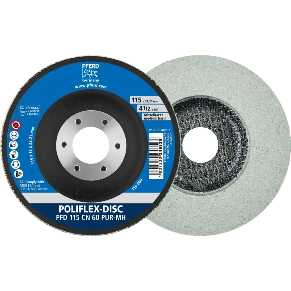 PFERD Poliflex Disc PFD Ø 115x14mm Bohrung-Ø 22,23mm Bindung