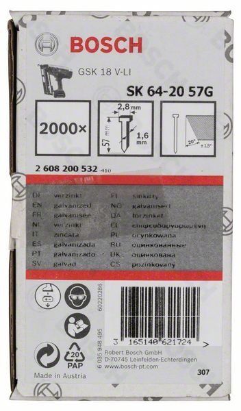 Bosch Senkkopf-Stift SK64 20G,