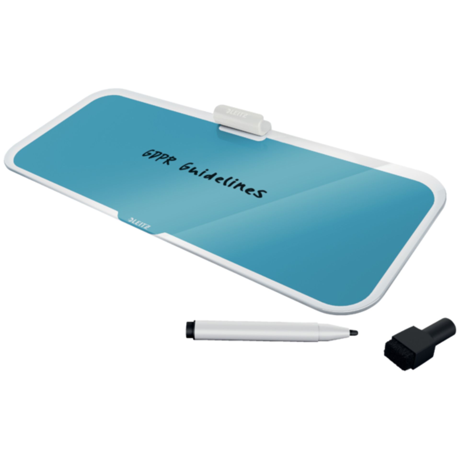 Desktop-Memoboard Cosy 380x150x60mm Glas blau