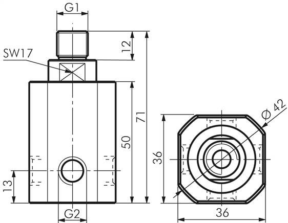 Drehverteiler G 1/4"(AG)-4 x G 1/4"(IG, 3x verschlossen)