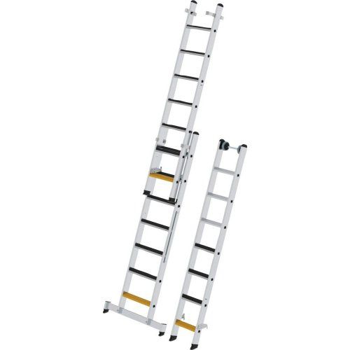 MUNK Alu-Mehrzweckleiter 3-tlg. mit Traverse+Aufl-age clip-Step R13 3x7 St-ufen Arbeitsh. 6,10m
