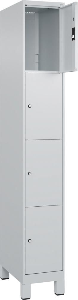 Fächerschrank CLASSIC B300xT500xH1950 mm RAL 7035/7035, 1x4 Fächermit 100 mm hohen Füßen