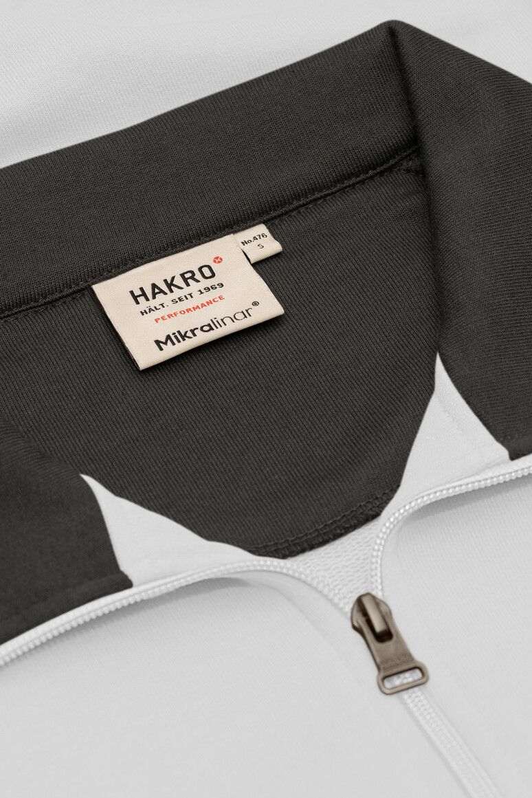 HAKRO Zip-Sweatshirt Contrast MIKRALINAR® weiß/anthrazit, XS