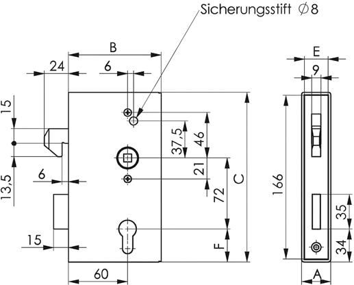 Schlosskasten 140S-40,PZ,E72,VK8,D60,1tourig,blank