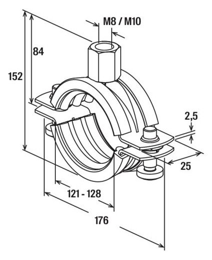 FISCHER Rohrschelle FRS 121-128 M8/M10