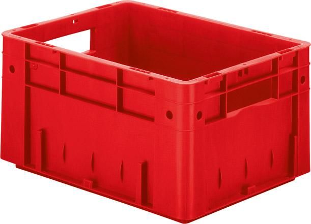Transport-Stapelkasten B400xT300xH210 mm rot Auflast 600kg mit Griffloch LA-KA-PE