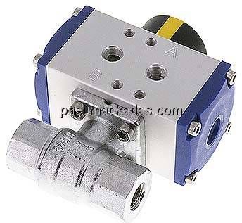 Pneumat. Messing-Kugelhahn, Rp 1/4", doppeltwirkend