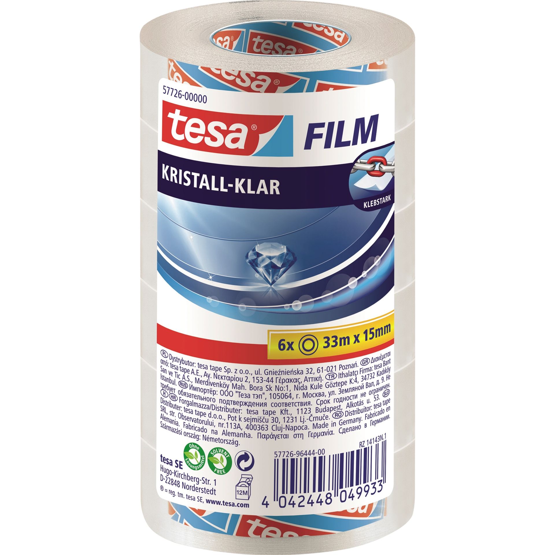 Klebefilm 15mmx33m kristallklar 6 St./Pack.