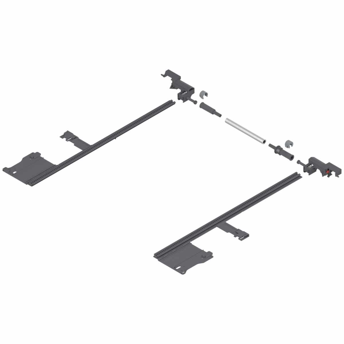 LEGRABOX Seitenstabilisierung, NL=400 mm, KB=1400 mm, Vollauszug, zum Ablängen, R7037 staubgrau