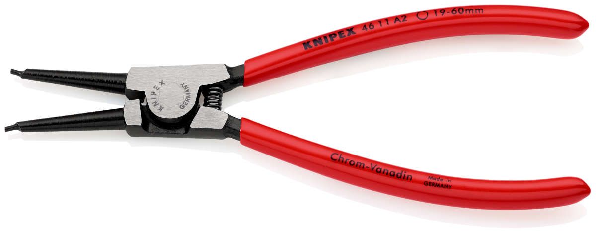 KNIPEX 46 11 A2 Sicherungsringzange für Außenringe auf Wellen mit Kunststoff überzogen schwarz atramentiert 180 mm