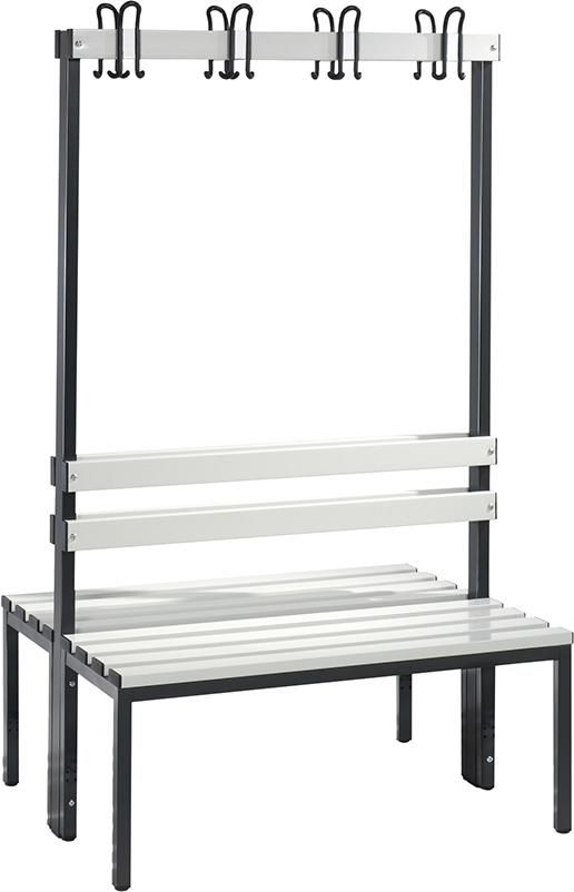 Garderobenbank doppels. B1000xT756xH1710 mm RAL 7021/Kst.-Leisten ohne Schurost, 4 Füße CP