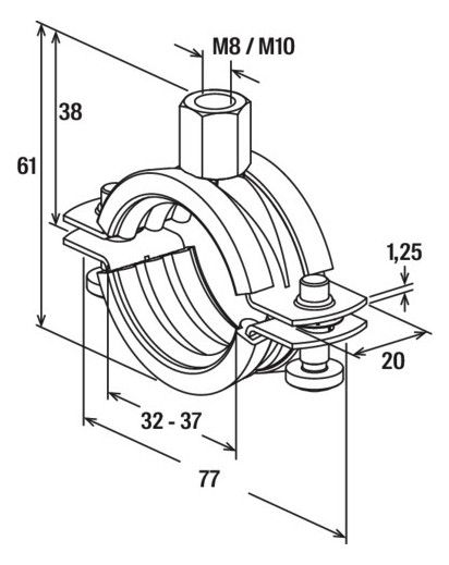 FISCHER Rohrschelle FRS 32-37 M8/M10