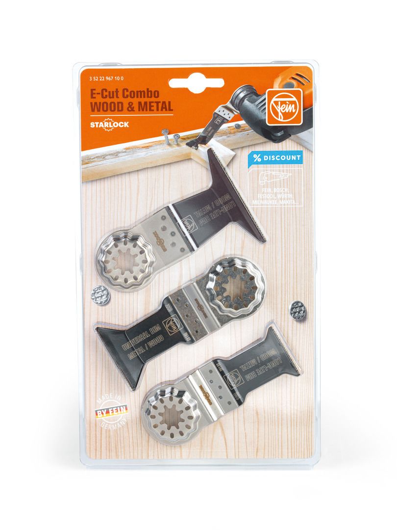 Multimaster Zubehör-Set E-Cut Combo Starlock Fein3-teilig Wood and Metal