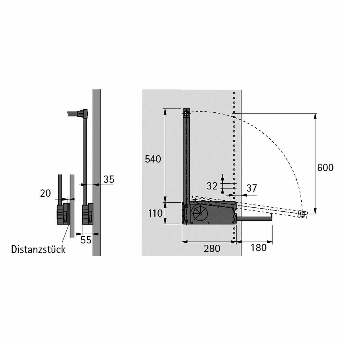 Distanzstück Duo Lift 10 /20mm Aluf.