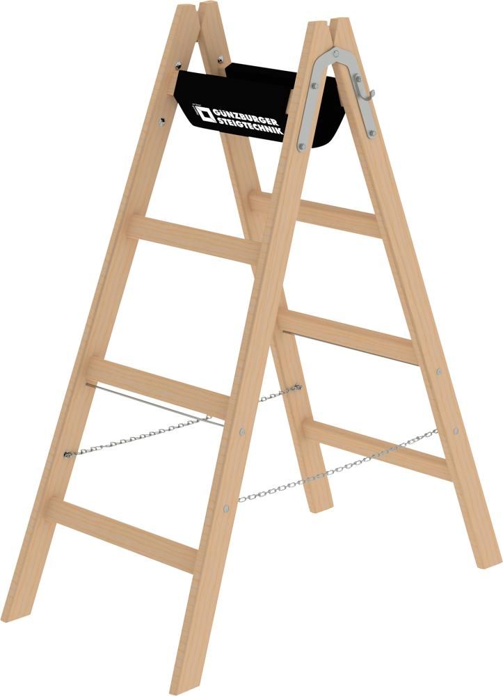 Holz-Stehleiter 2x4 Sprossen Leiterlänge 1,23 m Arbeitshöhe bis 2,50 m