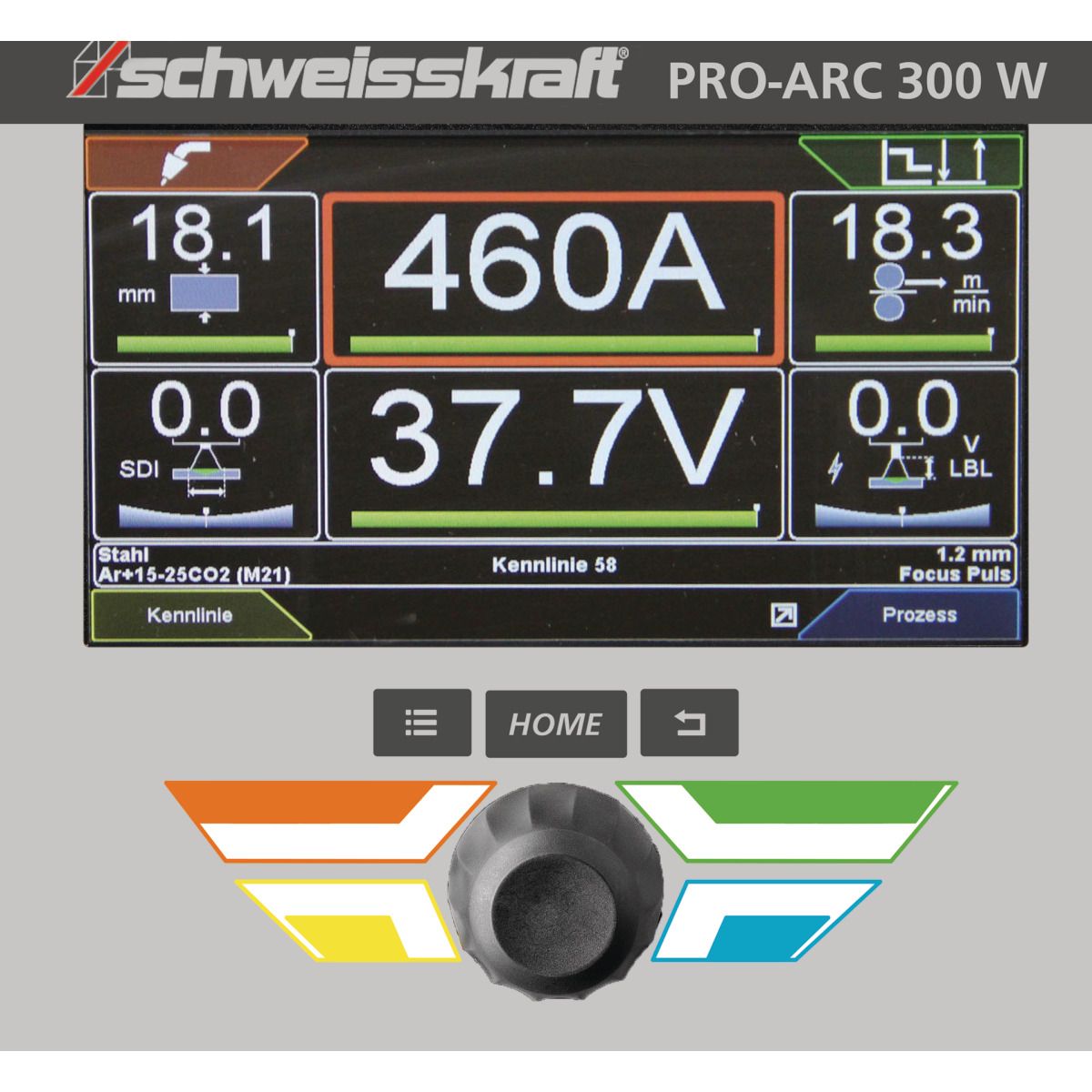 MIG/MAG-Impulsschweißgerät Schweisskraft PRO-PULS 300 W (Fahrwagen Profi, Bedienfeld unten) Aktions-Set