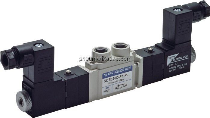 5/2-Wege Magnetventil, G 1/8", Impulsventil, 115 V AC