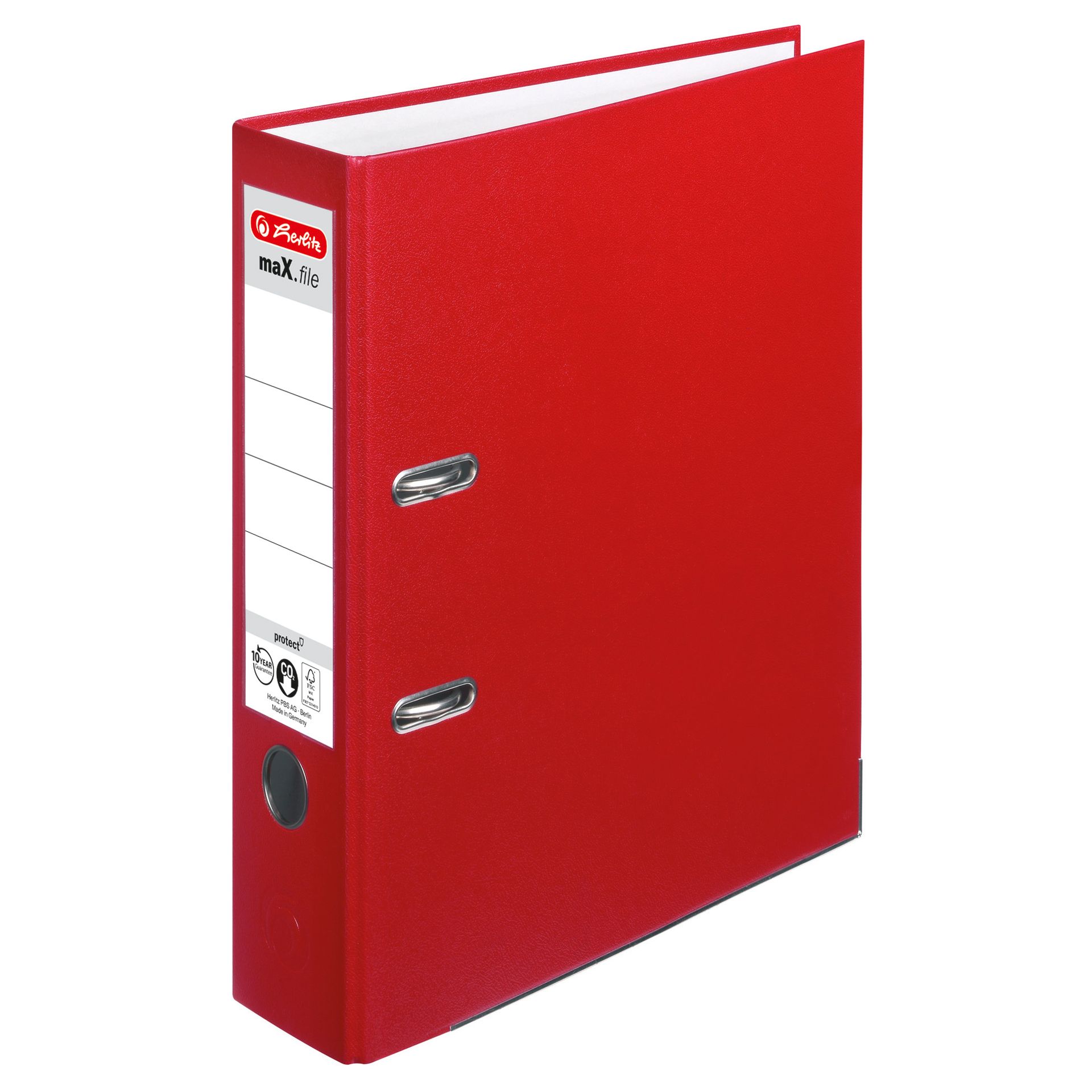 Ordner maX.file protect DIN A4 80mm PP rot