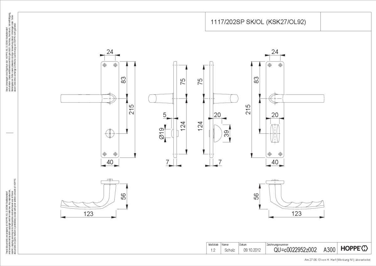 Hoppe/Drückergrt Birmingham 1117/202Sp Wc F1