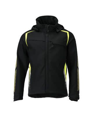 Softshelljacke mit Kapuze Softshelljacke mit Kapuze Schwarz/Hi-vis Gelb XL
