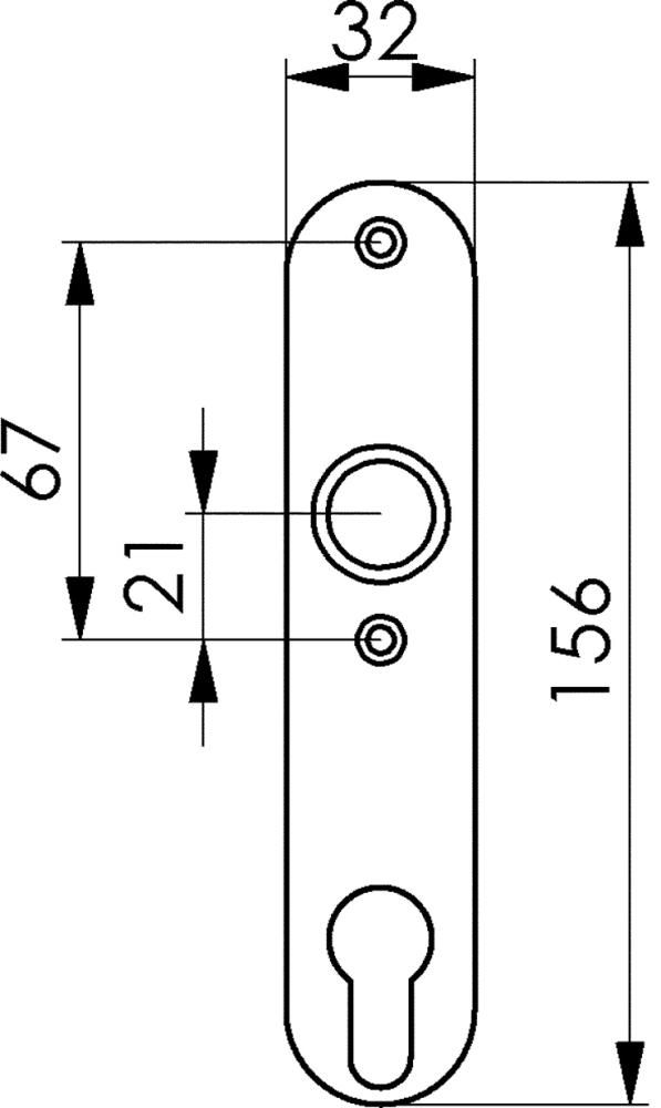 Zyl.-Kurzschild 480Z m.Zyl.-Lochung,rd.Form