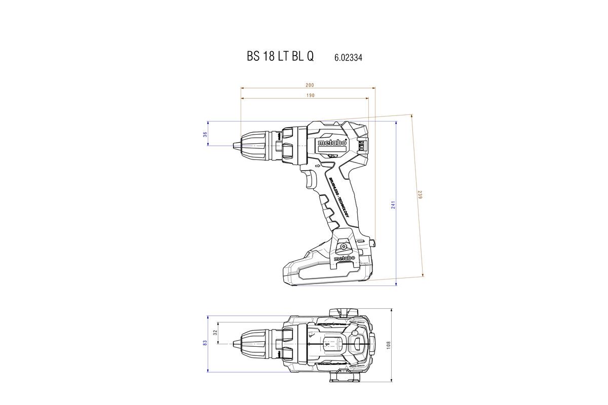 Akku-Bohrschrauber solo BS 18 LT BL Q Metabo ohne Akku ohne Ladegerät metaBOX