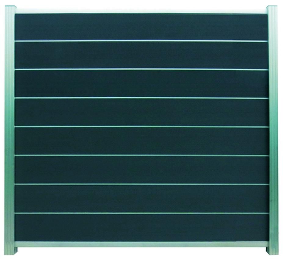 GOTLAND kartonverpackt SET Zaunfeld 180x175cm Schiefergrau/SILBER WPC-Steckzaunsystem