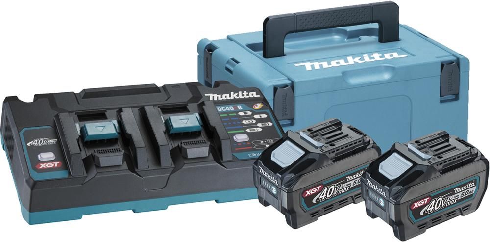 Akku-Starter-Set XGT 40V 5Ah Makita 2x40,0V 5,0 Ah Ladegerät DC40RB MAKPAC