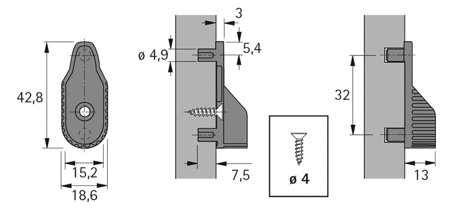 HETTICH Schrankrohrlager vernickelt