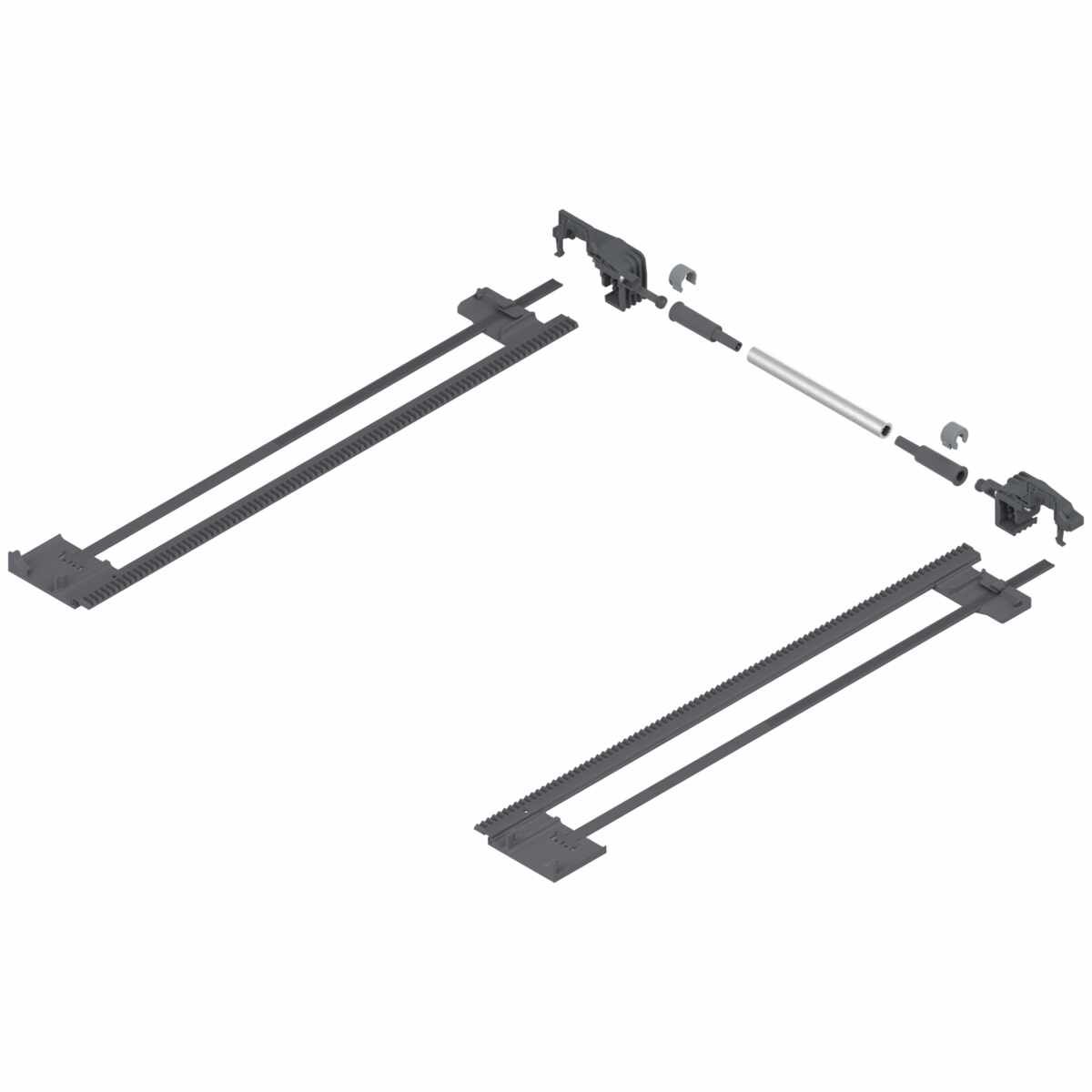 TANDEM Seitenstabilisierung, NL=410 mm, KB=1400 mm, Teilauszug, zum Ablängen, R7037 staubgrau